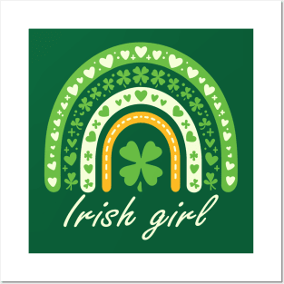 Irish girl - Charming Clover Rainbow Tee Posters and Art